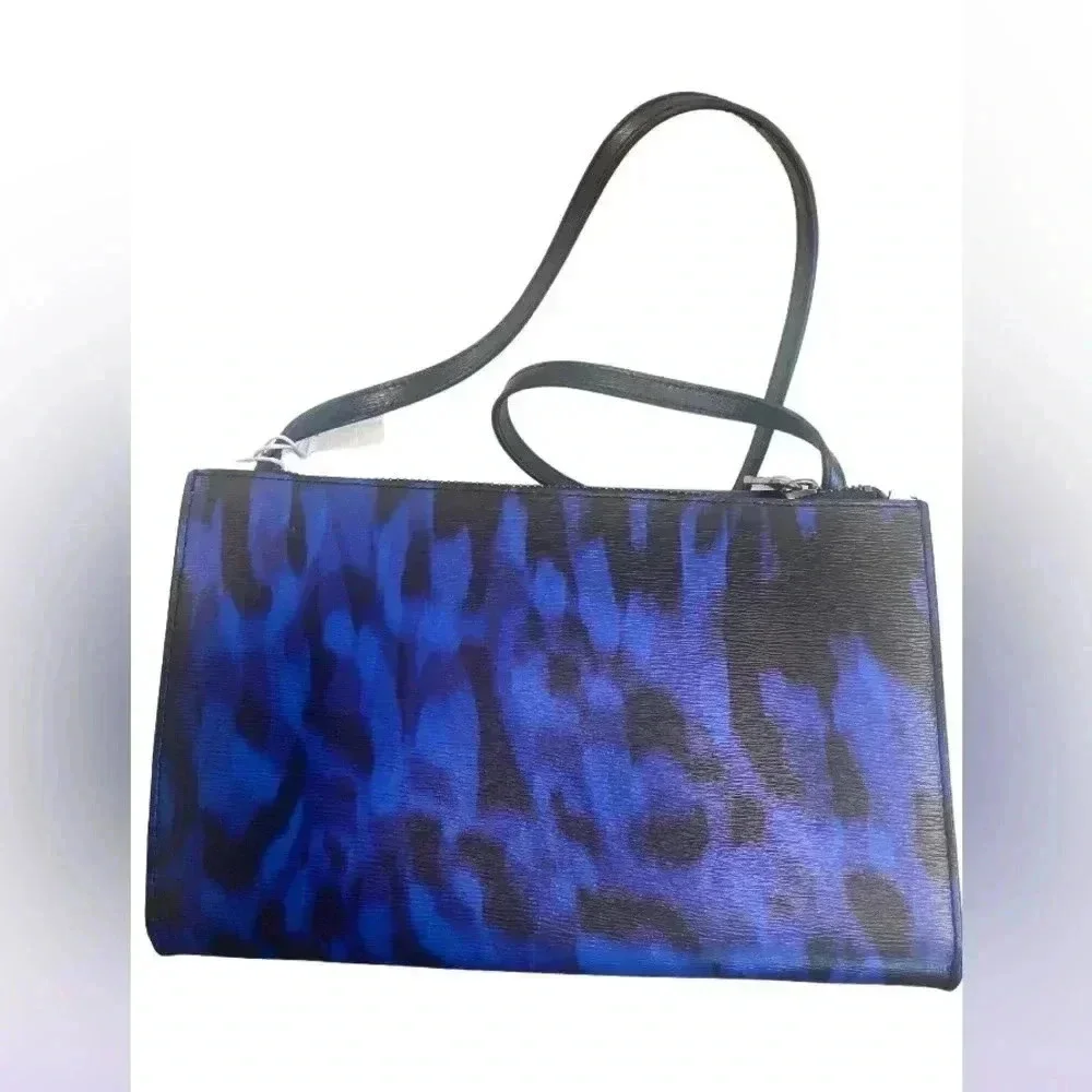 NWT Ted Baker Animal Print Blue Crossbody Bag Purse Handbag Leather